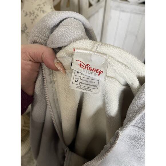 Vintage 90s Disney Store Mickey Minnie Mouse Grey Fleece Hoodie Sweatshirt MED - Picture 5 of 7